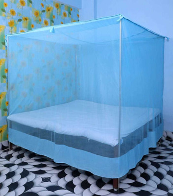 Raj Traders Cotton Adults Washable SP 105-BLUE2 Mosquito Net(Blue, Bed Box)