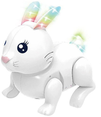 NIYAMAT Hopping Cute Bunny Rabbit Toy with Flashing Lights & Music(White)