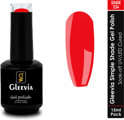 Gleevia UV LED Soak-Off Simple Shade Gel Polish for Professionals 15ml Brush Cap S34 Shade S34