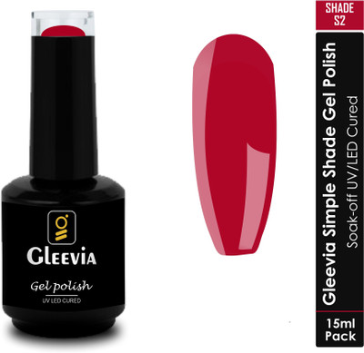 Gleevia UV LED Soak-Off Simple Shade Gel Polish for Professionals 15ml Brush Cap S2 Shade S2
