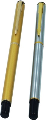 Lestylo Premium 801 Gold & Silver Color Set of 2 Metal Body Executive Gift Collection Roller Ball Pen(Pack of 2, Blue)