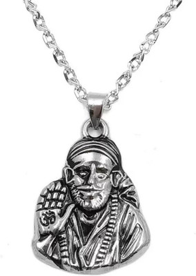 Stylewell Silver Stainless Steel God Lord Shri Sai Baba/Sai Nath Maharaj Pendant Locket Stainless Steel Pendant