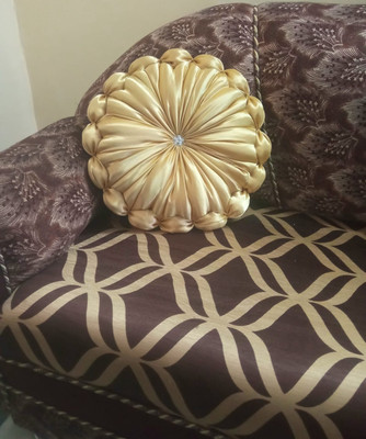 RACCOON Classic Look Microfibre Solid Cushion Pack of 1(Gold)
