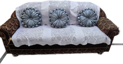 RACCOON Classic Look Microfibre Solid Cushion Pack of 3(Silver)
