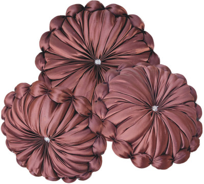 GTX Microfibre Floral Floor Cushion Pack of 3(Brown)