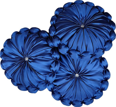 Pillowwala Charming Look Microfibre Solid Cushion Pack of 3(Blue)