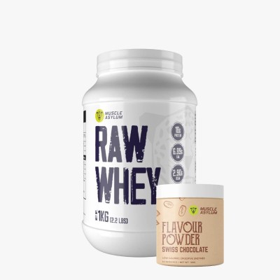 Muscle Asylum Whey Protein Unflavoured, 1 kg and Whey Flavour Powder Swiss Chocolate Whey Protein(1300 g, Raw Whey & Swiss Chocolate)