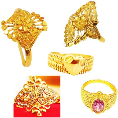 JEW-BB Brass Crystal Gold Plated Ring