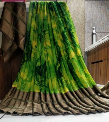 Fancy Fab Self Design Daily Wear Georgette, Satin Saree(Green, Yellow)