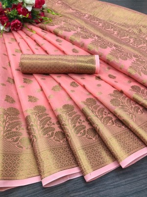 Shree Shakti Creation Solid/Plain Bollywood Tussar Silk Saree(Pink)