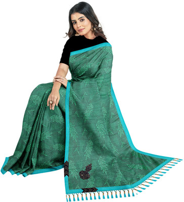 Qrex Self Design Daily Wear Lycra Blend Saree(Green)