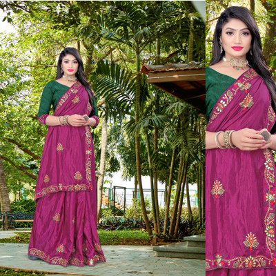 jayant creation Embroidered Bollywood Silk Blend Saree(Maroon)