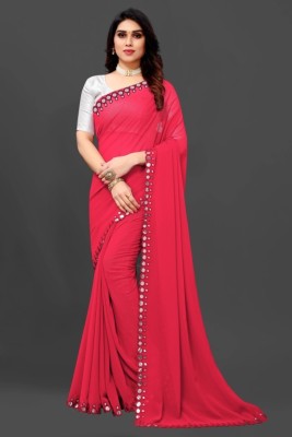 DHARMEE Embellished Bollywood Georgette Saree(Pink)