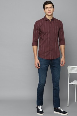 LOUIS PHILIPPE Men Striped Casual Maroon Shirt