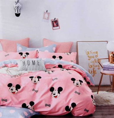 Manish Creation 200 TC Polycotton Double Cartoon Flat Bedsheet(Pack of 1, Pink)