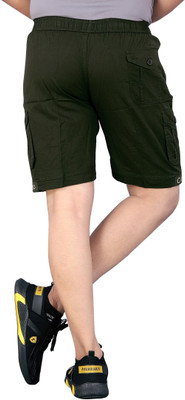 krd fashion Solid Men Green Cargo Shorts