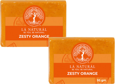 Lá Náturál Handmade Zesty Orange Soap 95gms - Daily Enriching and Rejuvenating Bath Soap(2 x 95 g)