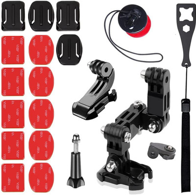 Adofys Motorcycle Helmet Chin Mount Kits Compatible with GoPro 10 9 8 7 6 5 Black, Strap(Black)