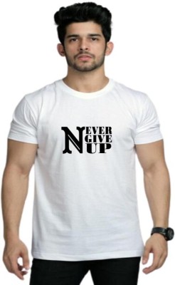 j hind print Typography Men Round Neck White T-Shirt