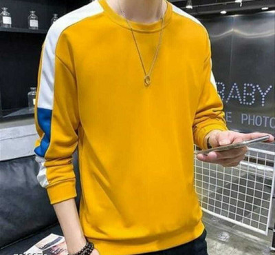 Axxitude Colorblock Men Round Neck Yellow T-Shirt