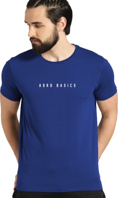 ADRO Typography Men Round Neck Blue T-Shirt