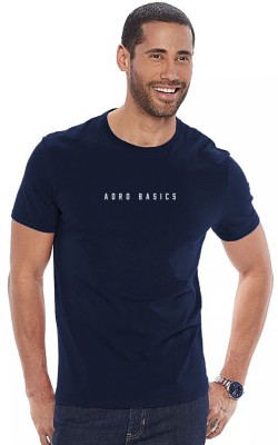 ADRO Printed Men Round Neck Dark Blue T-Shirt