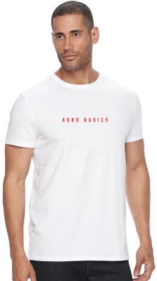 ADRO Printed Men Round Neck White T-Shirt