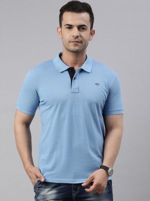 METRONAUT Solid Men Polo Neck Blue T-Shirt