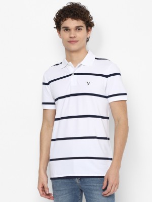 American Eagle Outfitters Striped Men Polo Neck White T-Shirt