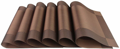 Rexmon Rectangular Pack of 4 Table Placemat(Brown, PVC, Polypropylene)