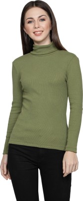 NUEVOSDAMAS Casual Solid Women Dark Green Top