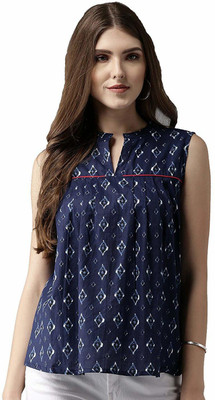 GIRLS SHOPPIE Casual Color Block Women Blue Top
