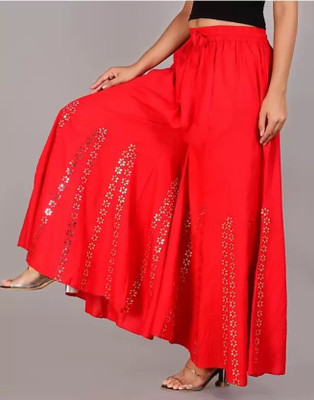 Deshi Look Flared Women Red Trousers