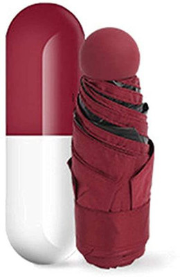 CHEAPER SHOP Waterproof Ultra UV Light Protective Compact and Small Capsule Case Umbrella(Maroon)