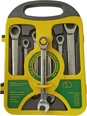 Inditrust 7PC Heavy duty Mirror doal Uses Ratchet wrench set (8.10.12.13.14.17.19)mm Spanner Set Of Keys Gear Ring Handle Chrome Vanadium Double Sided Combination Wrench(Pack of 7) Inditrust 7PC Heavy duty Mirror doal Uses Ratchet wrench set (8.10.12.13.14.17.19)mm Spanner Set Of Keys Gear Ring Handle Chrome Vanadium Double Sided Combination Wrench(Pack of 7)
