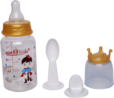 Smart Baby Royal Prince Feeding Bottle with spout and feeding spoon-150 ml (Pack of 1) - 150(Multicolor-1)