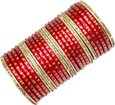 Anshi Creations Lac Gold-plated Bangle Set(Pack of 24)
