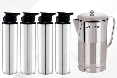 ATROCK 900 ml Steel Sipper(Pack of 5, Silver, Black)