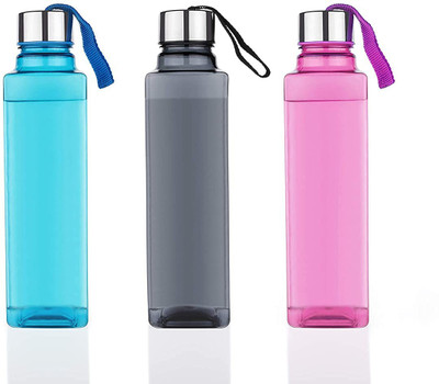 Kitchen4U Square multicolor plastic bottle three 1000 ml Bottle(Pack of 3, Multicolor, Plastic)
