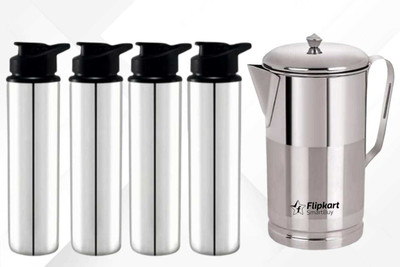 Flipkart SmartBuy 5600 ml Steel Sipper(Pack of 5, Silver, Black)