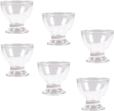 sunvilla Glass Dessert Bowl Roxx Splenda Footed Ice Cream Bowl(Pack of 6, Clear)