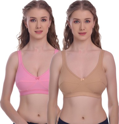 Viral Girl Women Sports Non Padded Bra(Pink, Beige)