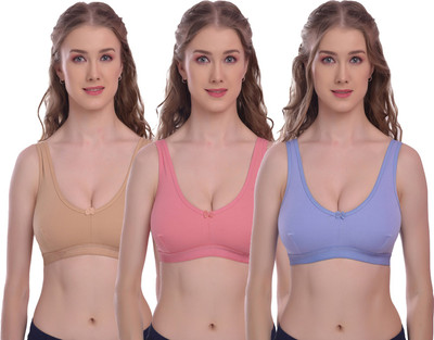 elina Women Sports Non Padded Bra(Beige, Orange, Purple)
