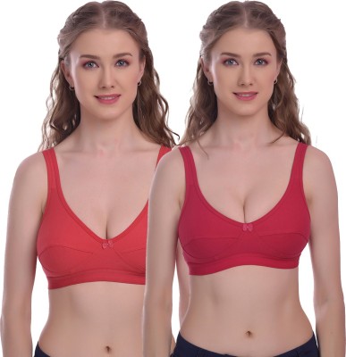 ELINA Women Everyday Non Padded Bra(Red, Pink)