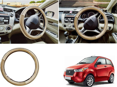 EXCHANGE CARTRENDING Steering Cover For Mahindra Universal For Car(Beige, Leather)
