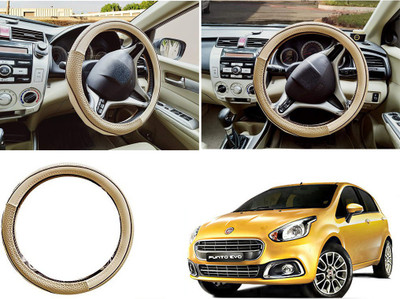 EXCHANGE CARTRENDING Steering Cover For Fiat Universal For Car(Beige, Leather)