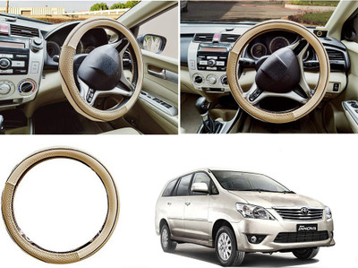 EXCHANGE CARTRENDING Steering Cover For Toyota Universal For Car(Beige, Leather)