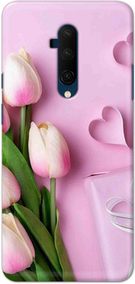 NDCOM Back Cover for OnePlus 7T Pro White Pink Flowers Printed(Multicolor, Hard Case, Pack of: 1)