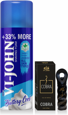 VI-JOHN Shave Foam 400GM For All Type Of Skin & Cobra Perfume 30ML  (2 Items In The Set) For Rs. 258 @ 50 %