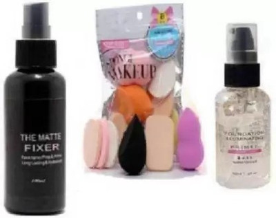 Lanovy MAKE UP FIXER, PRIMER, PUFF PACKET COMBO (Pack of 3)(3 Items in the set)